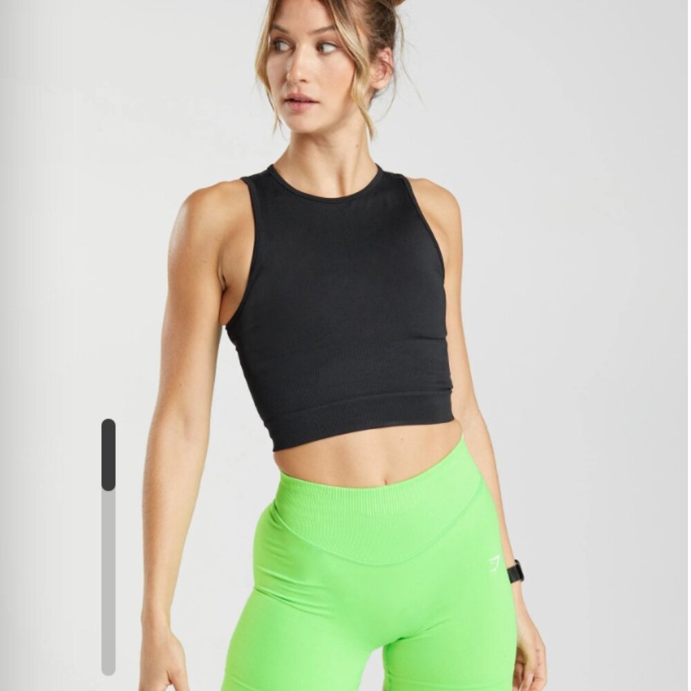 Gymshark Black Seamless Midi Tank, Size Small